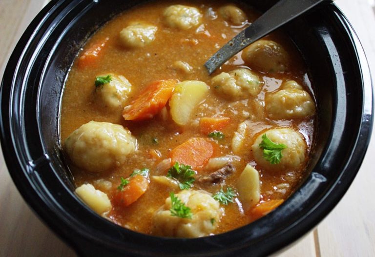 Slow Cooker Beef Stew & Herb Dumplings