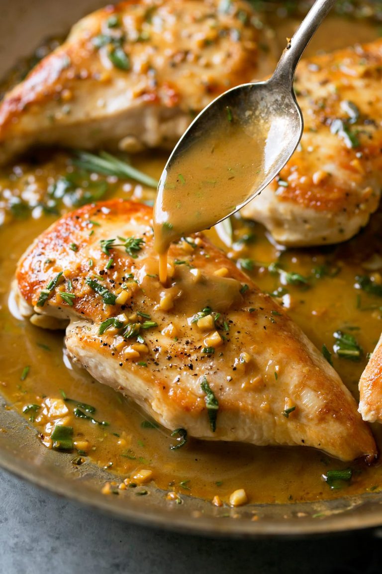 Skillet Chicken with Garlic Herb Butter Sauce