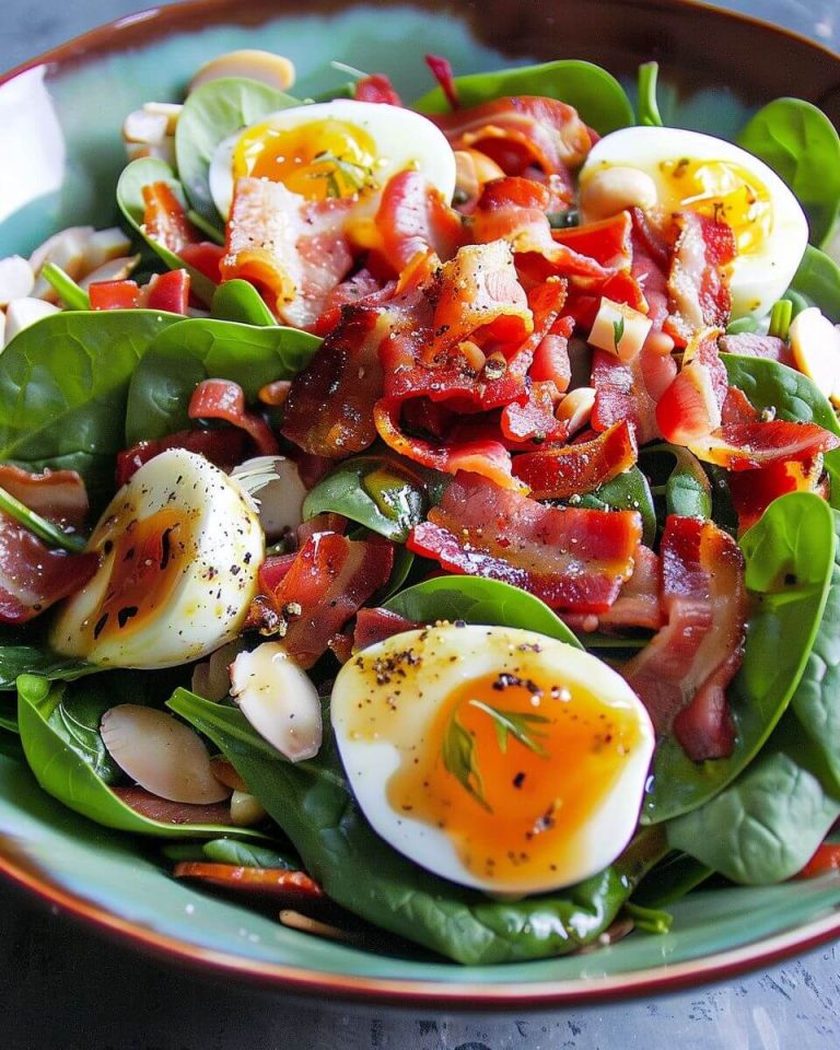 SPINACH SALAD WITH WARM BACON DRESSING