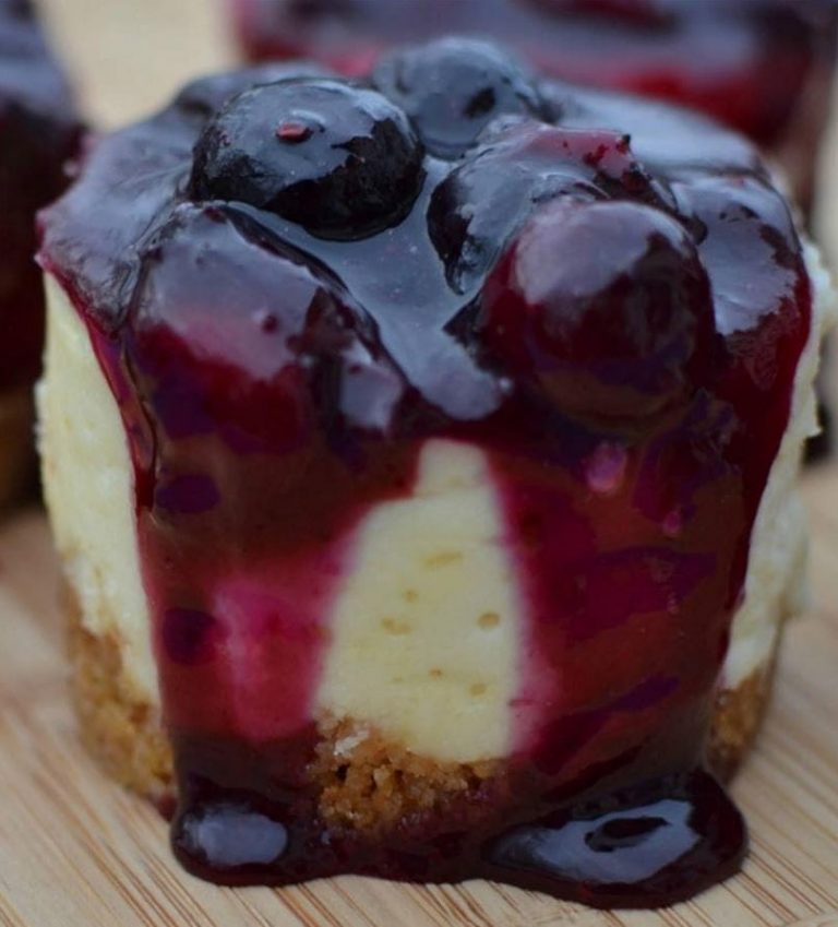 Blueberry Mini White Chocolate Cheesecakes recipe