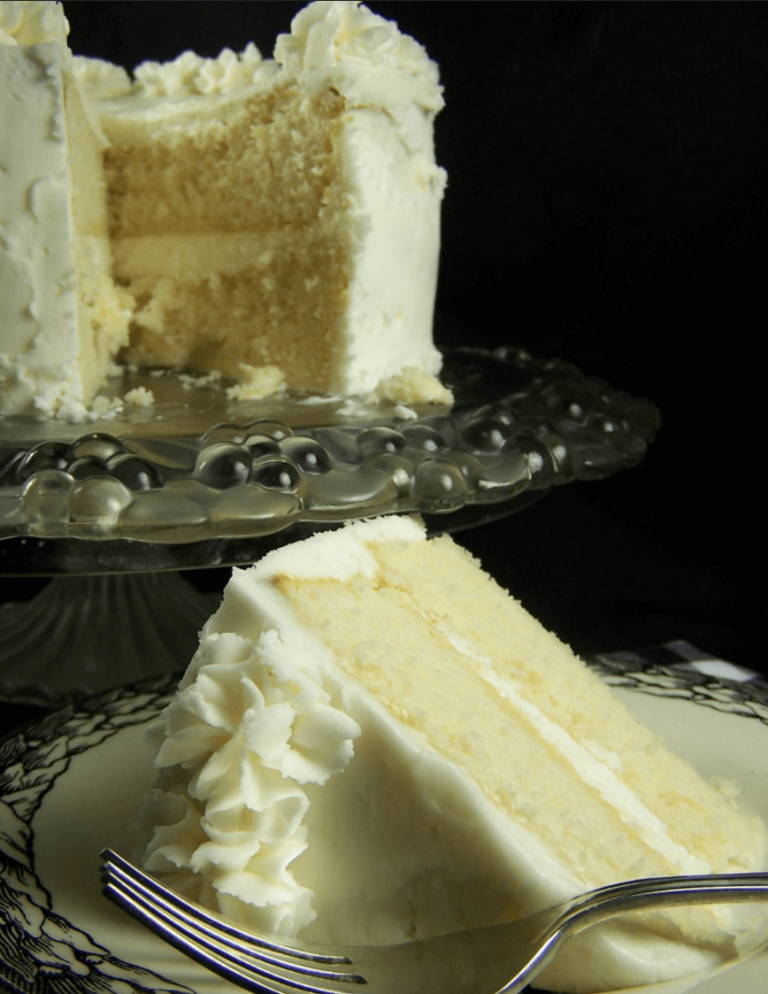White Almond Cake with Creamy White Almond Frosting