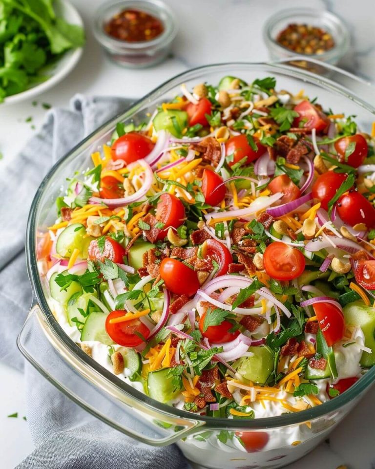 LAYERED SALAD IN A CAKE PAN