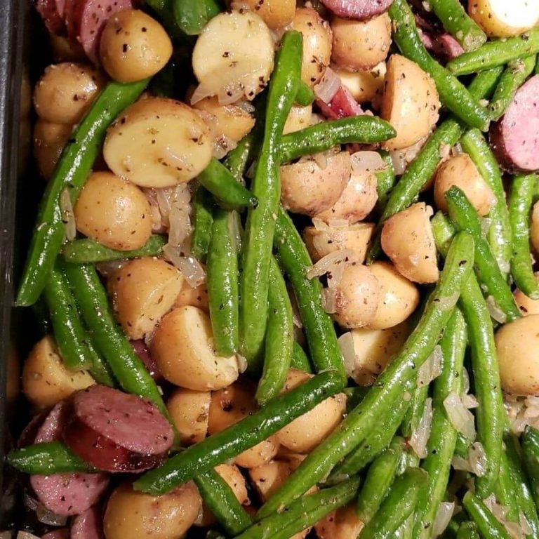 SAUSAGE GREEN BEAN POTATO CASSEROLE