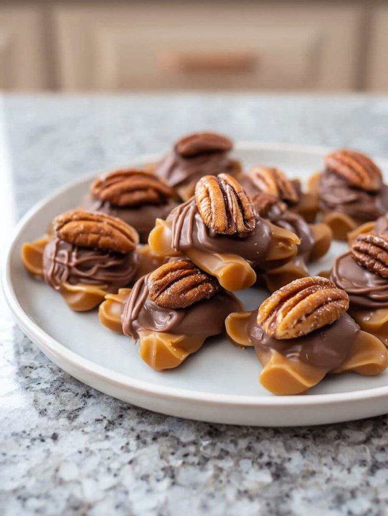 HOMEMADE TURTLE CANDY WITH PECANS AND CARAMEL