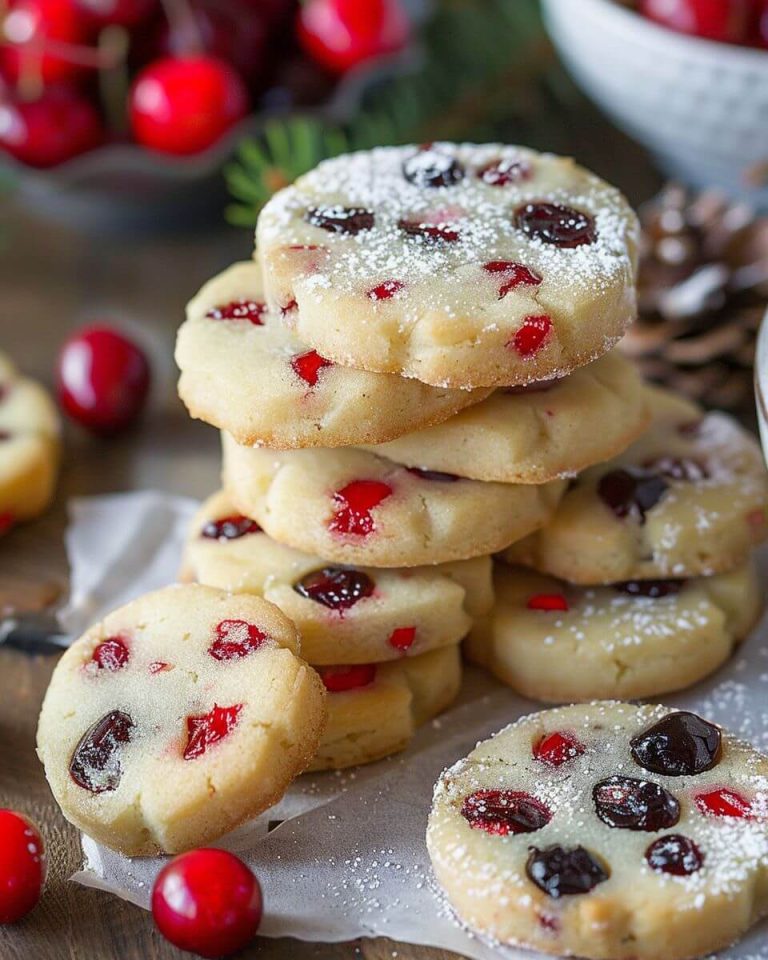Maraschino Cherry Shortbread Christmas Cookies