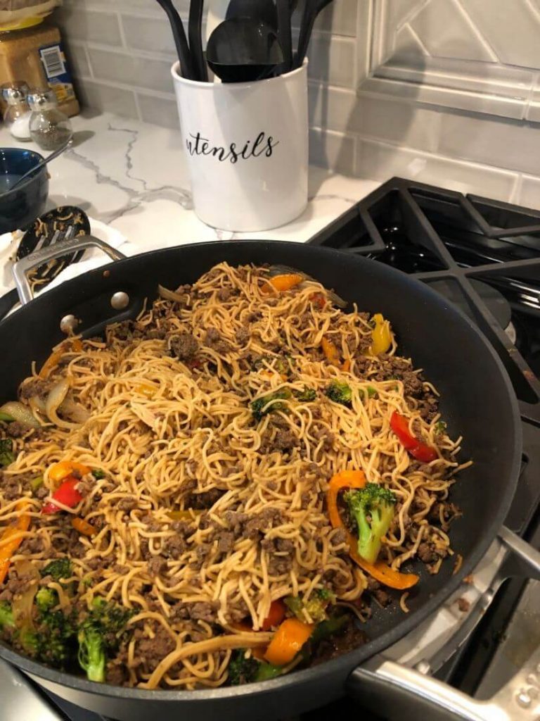 Ground Beef Italian Ramen Skillet