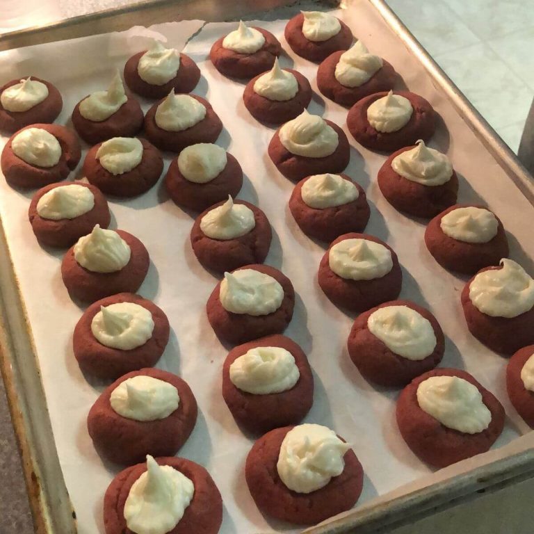 Red Velvet Cream Cheese Thumbprint Cookies
