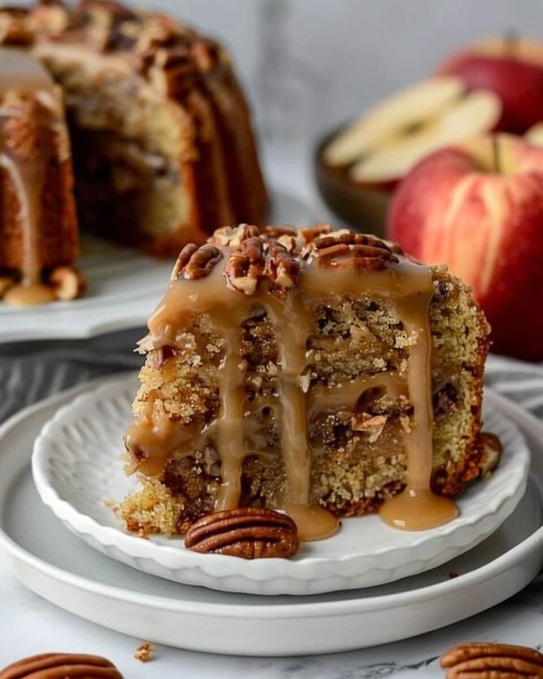 Apple Pecan Cake With Caramel Glaze