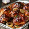 Baked Barbecue Chicken Thighs with Onions