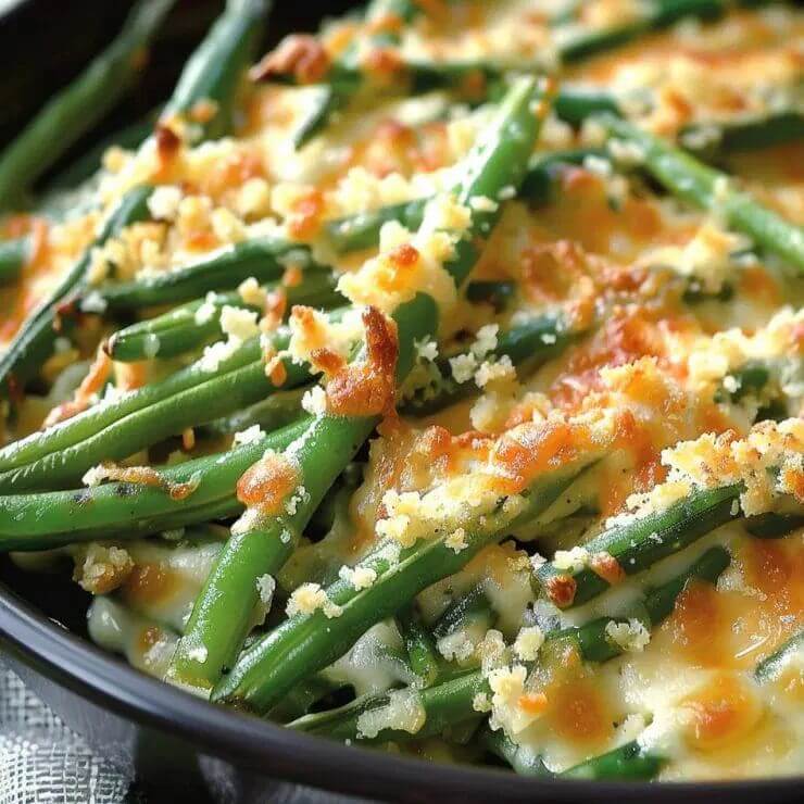 Cheesy Garlic Green Beans Recipe