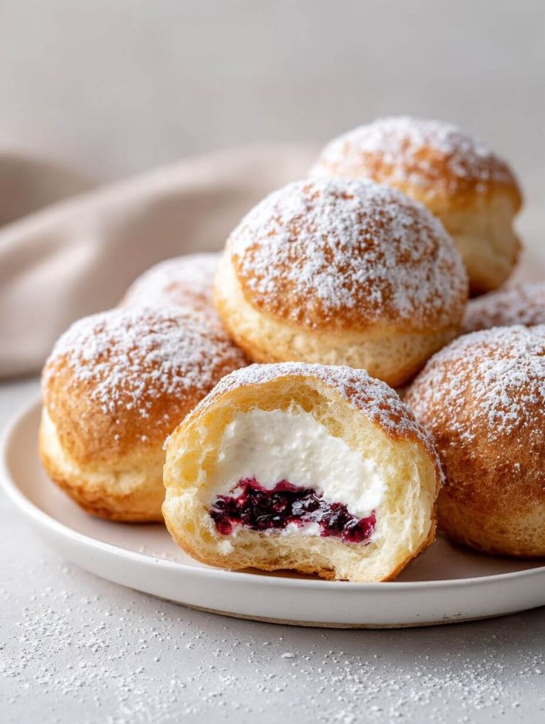 Irresistible Cream and Berry-Filled Pastry Balls