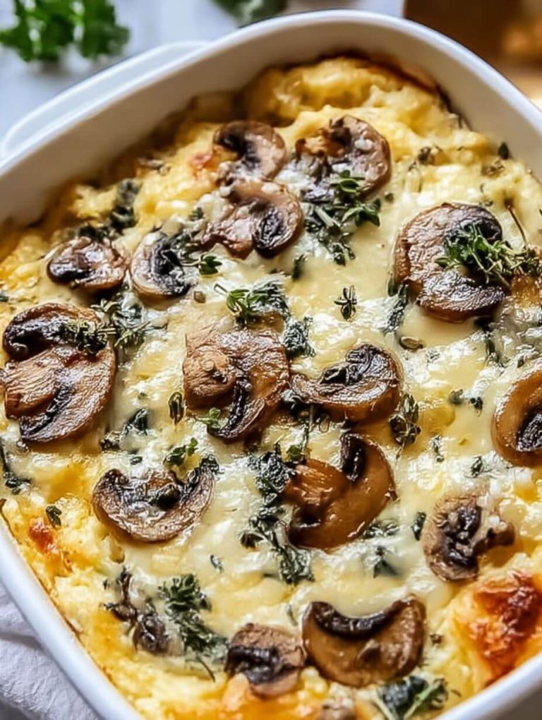 Baked Cheesy Mushroom Casserole