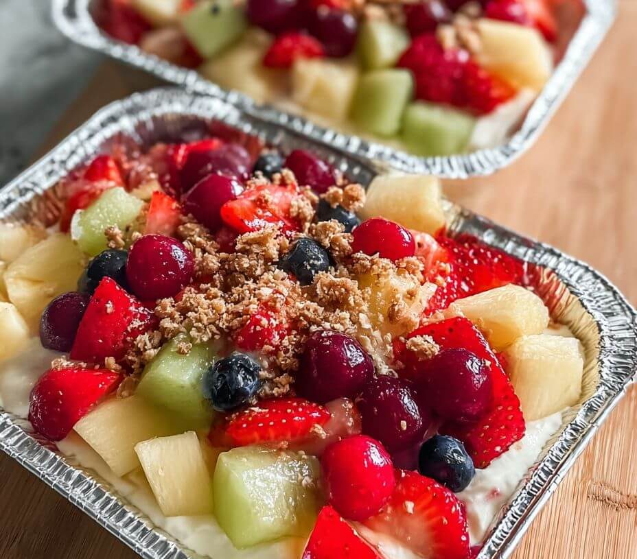 Cheesecake Fruit Salad in a Tin Foil Trayis an easy and quick healthy keto dinner ideas recipes that you can cook if you like . In Tasty Recipes blog we got the best easy dinner.