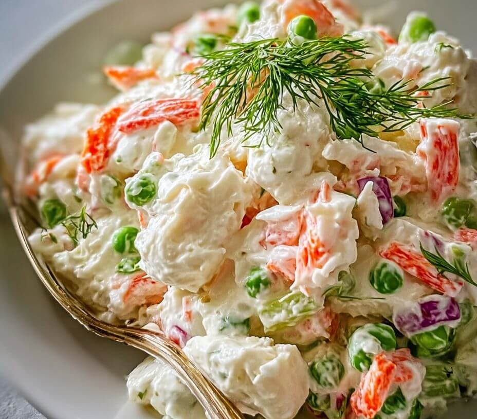 Creamy Seafood Salad with Imitation Crabis an easy and quick healthy keto dinner ideas recipes that you can cook if you like . In Tasty Recipes blog we got the best easy dinner.