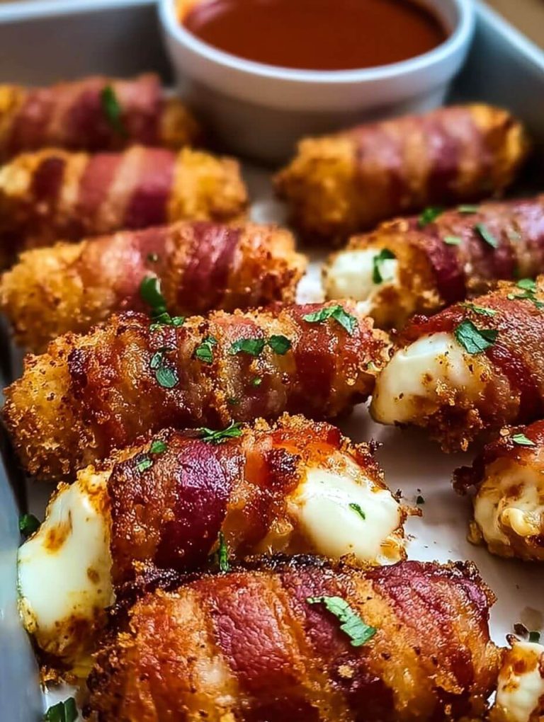 Nashville-Style Spicy Bacon-Wrapped Mozzarella Sticks