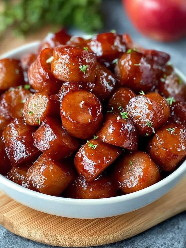 Slow Cooker Apple Kielbasa Bites