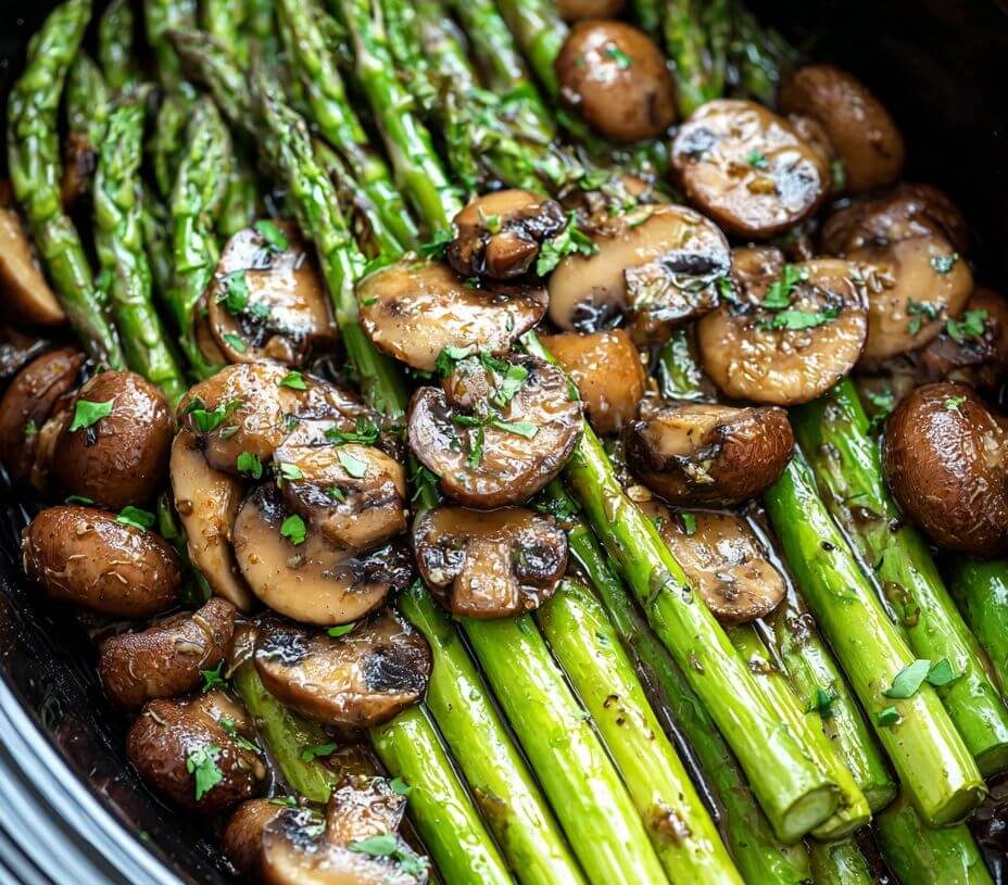 Slow Cooker Butter Garlic Asparagus and Mushroomsis an easy and quick healthy keto dinner ideas recipes that you can cook if you like . In Tasty Recipes blog we got the best easy dinner.