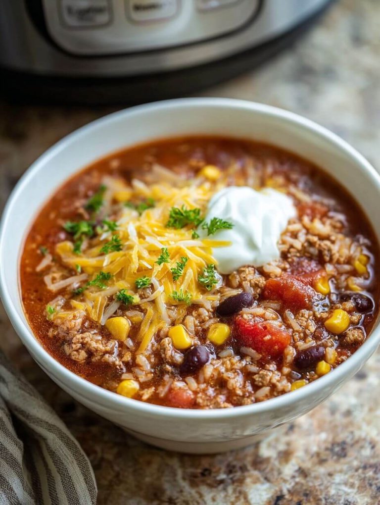 Slow Cooker Taco Rice Soup