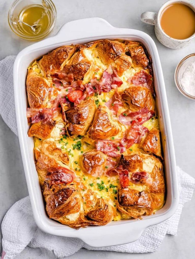 Ham & Cheese Croissant Casserole