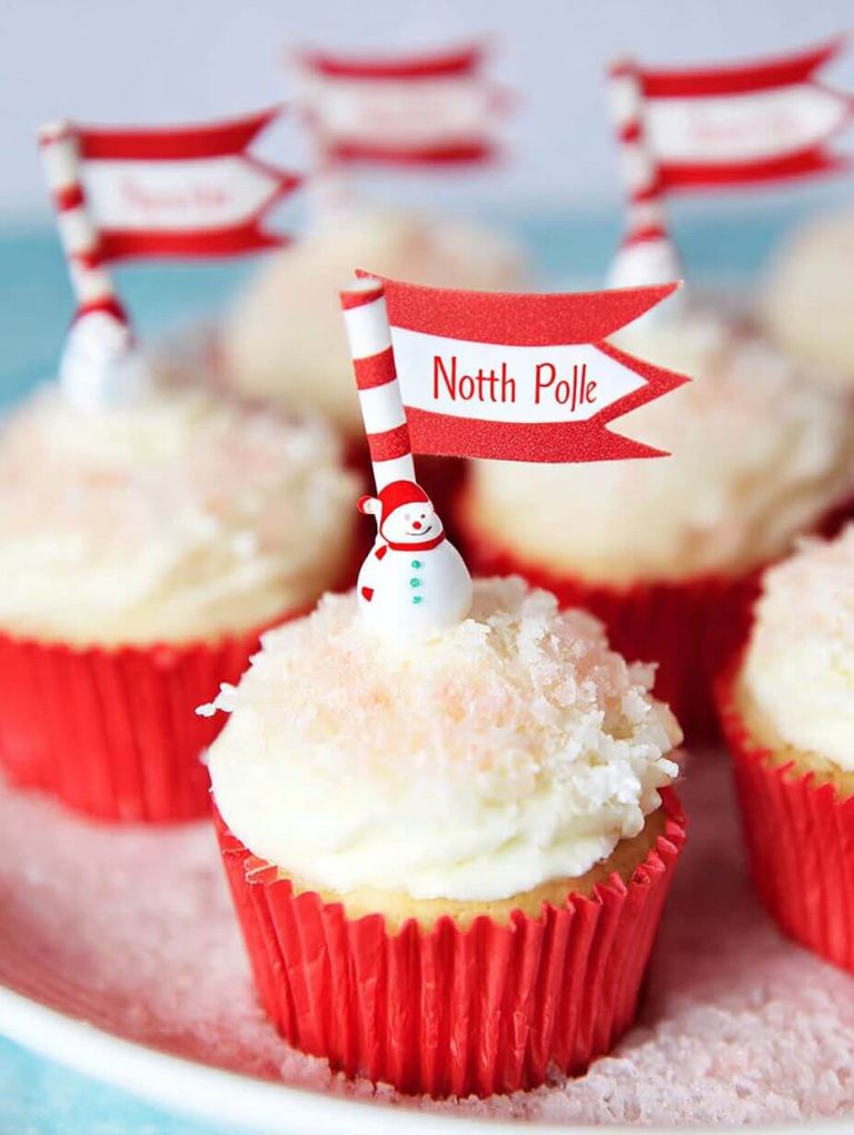 North Pole Sprinkle Cupcakes
