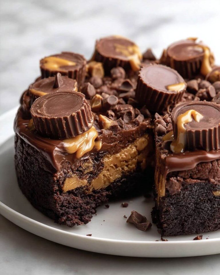 Reese’s Chocolate Peanut Butter Cup Earthquake Cake
