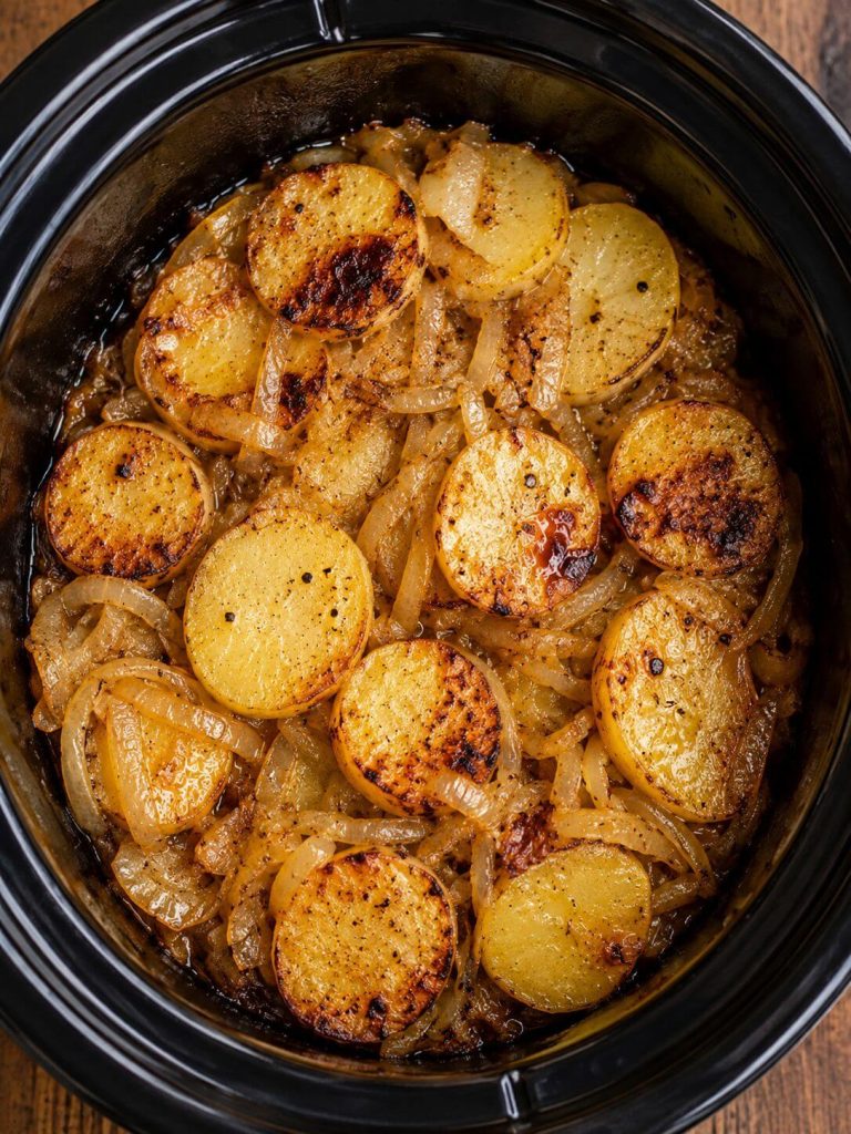 Slow Cooker Depression Era Potato and Onion Bake